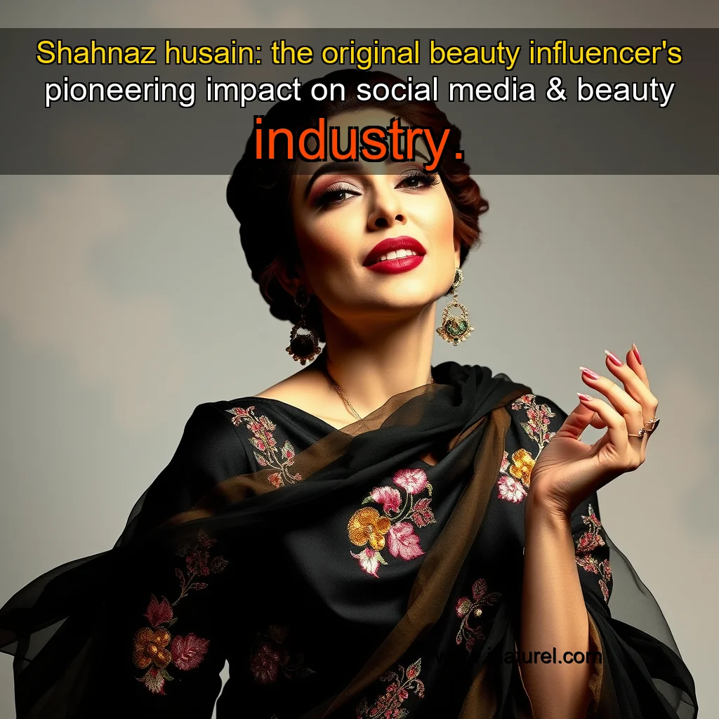 Artistic representation for Shahnaz husain: the original beauty influencer's pioneering impact on social media & beauty industry.
